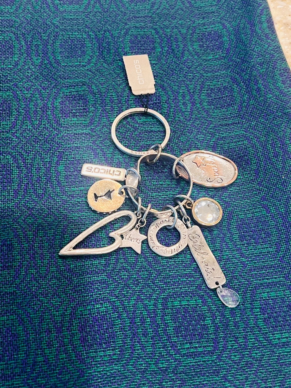Chico’s Silver-Tone Key Ring with Coin Charm